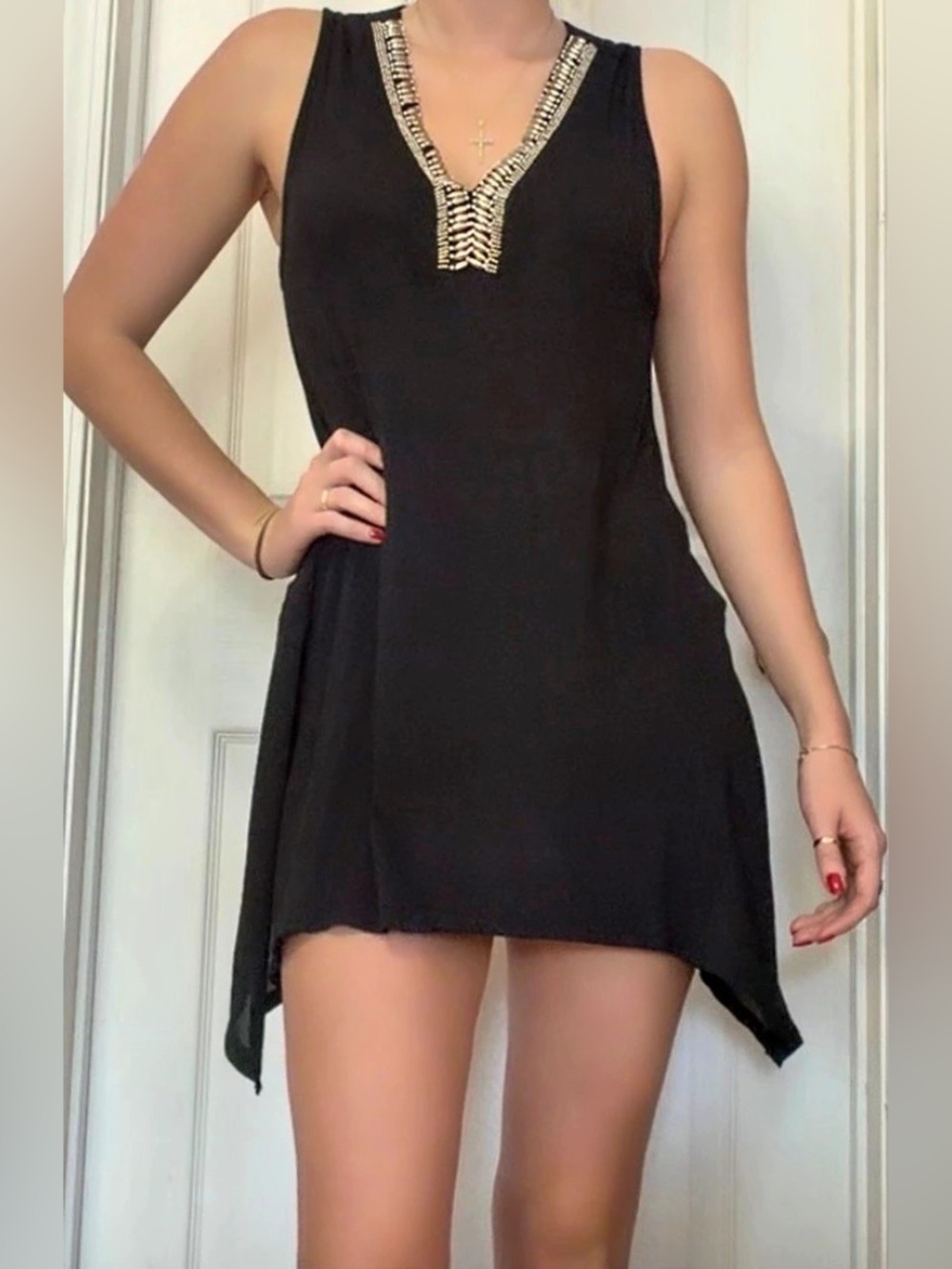 2000s LAVISH Black Embellished Tunic Size Medium Like New